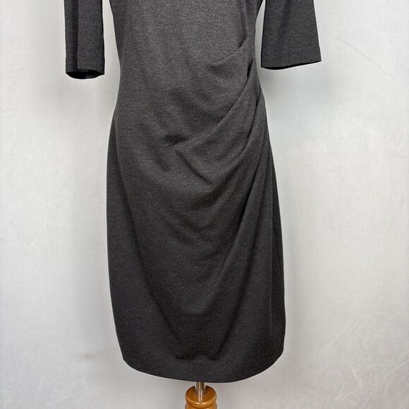 Trina Turk Ponte Sheath Dress 6 Dark Gray 3/4 Sleeves Professional Workwear - Picture 3 of 8
